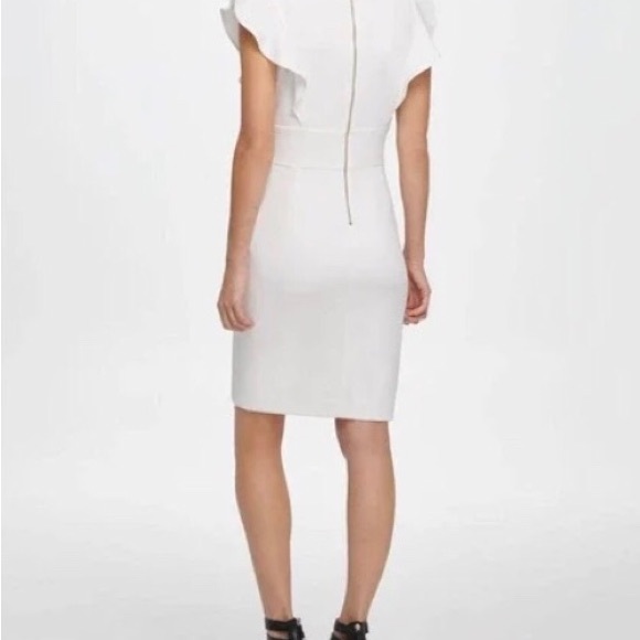 NWT DKNY white flutter sleeve dress - Picture 2 of 6